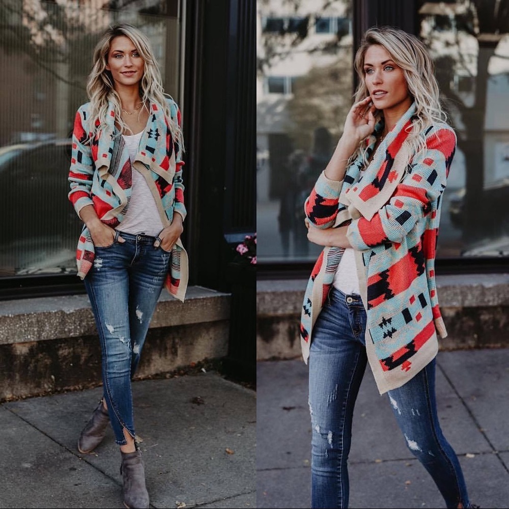 Aztec Print Cardigan - Picture 2 of 6